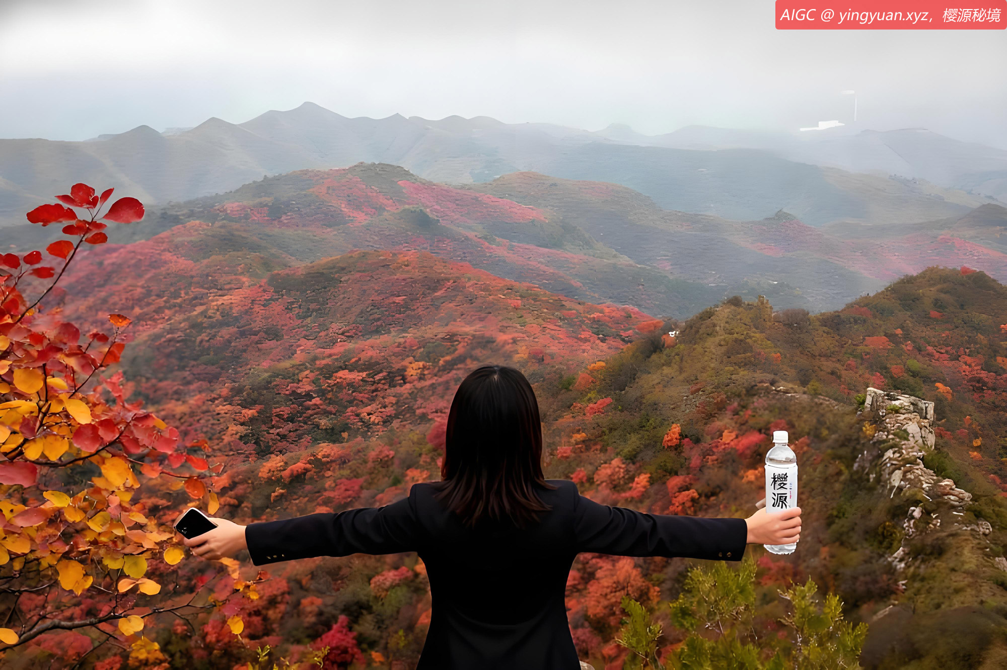  山西柳林，漫山遍野的黄栌红叶
