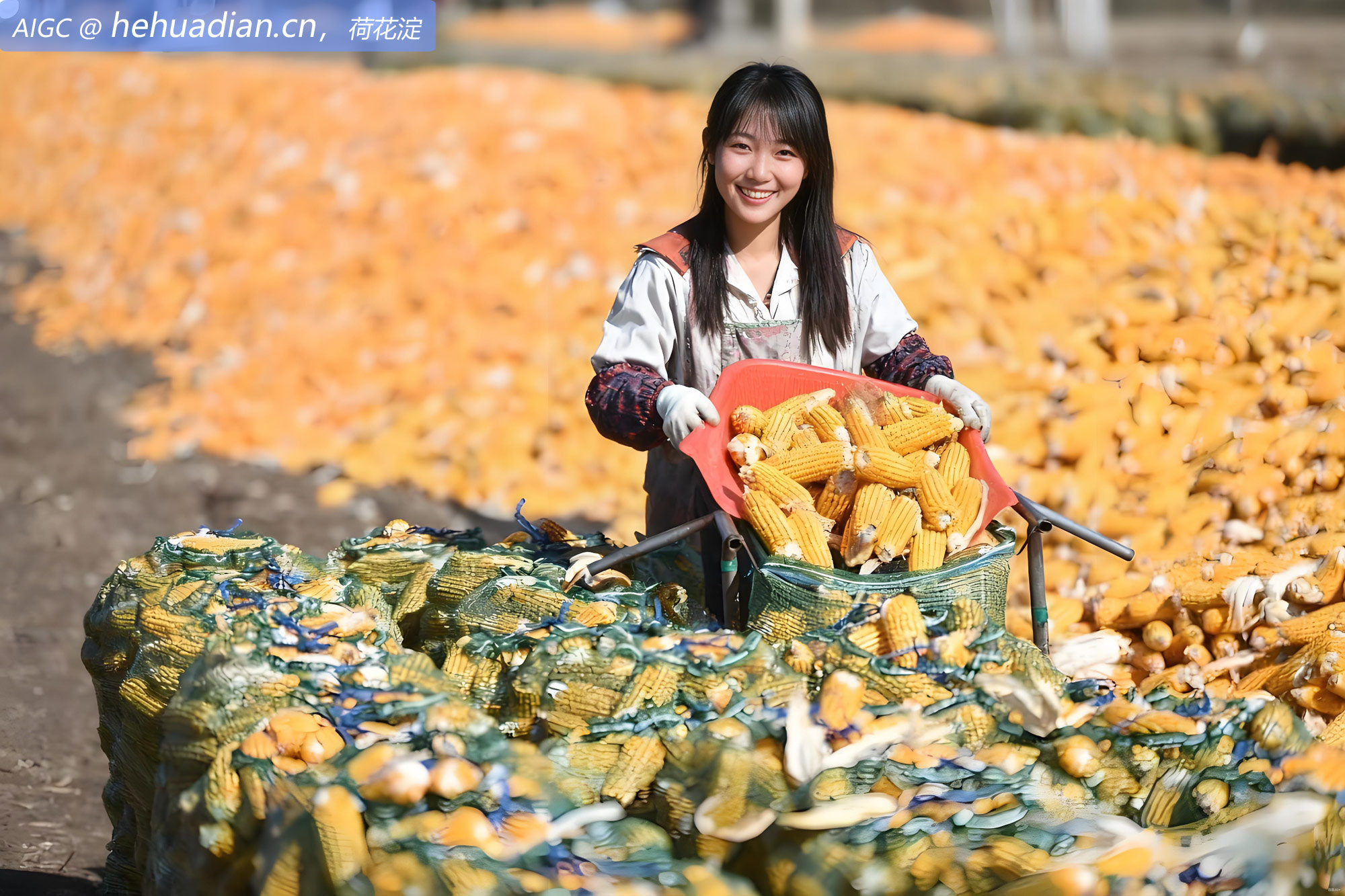天津市蓟州区下窝头镇农民利用晴好天气抢收秋粮