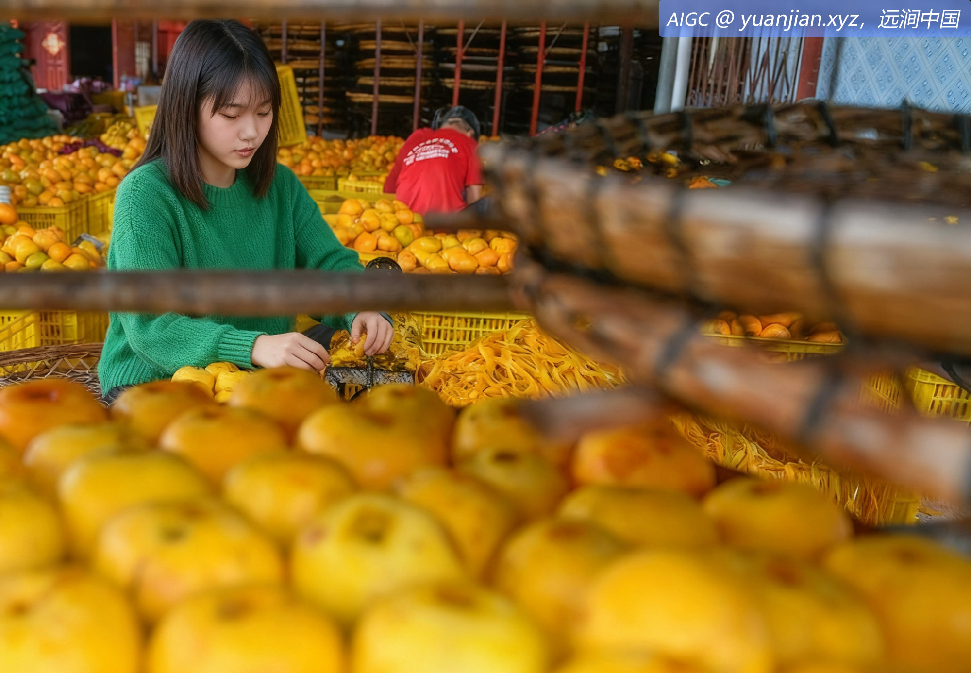 广西桂林市平乐县种植的柿子迎来收获加工季