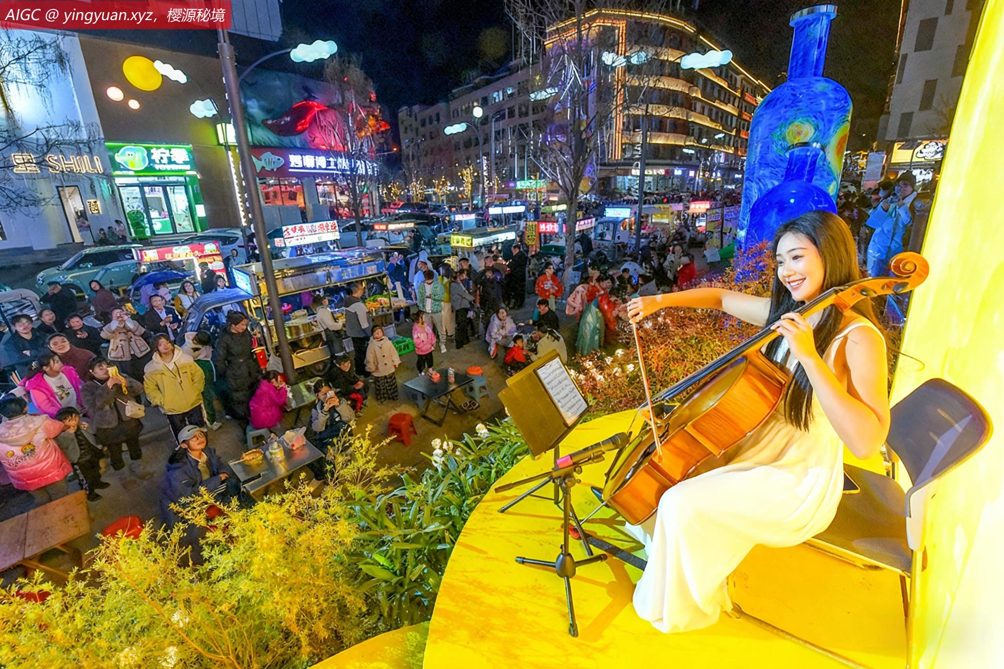 洛阳市栾川县罗庄美食街正式开街，人潮涌动热闹非凡