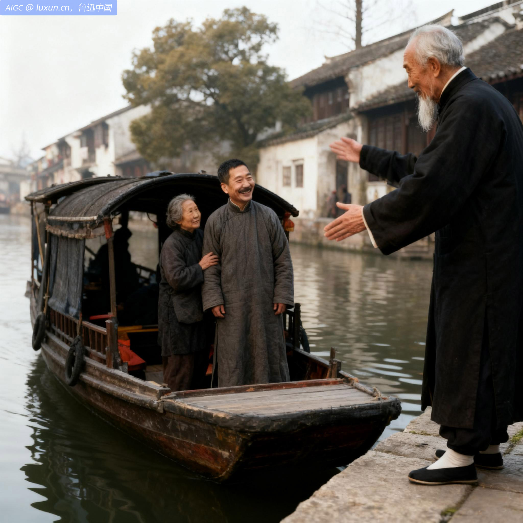 下午以舟二艘奉母偕三弟及眷属携行李发绍兴