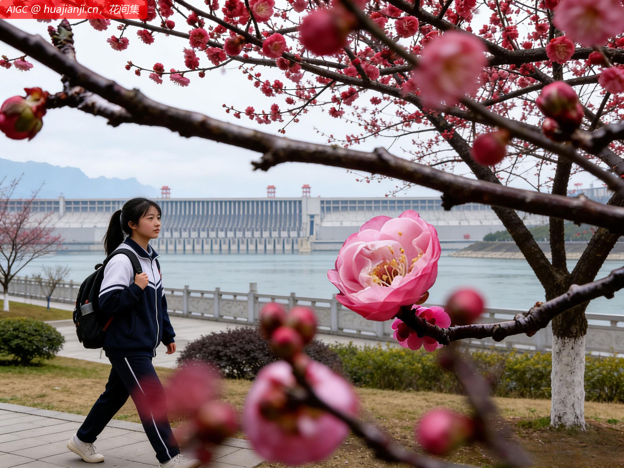 湖北宜昌三峡坝区环保公园，冬至，红梅花渐次绽放