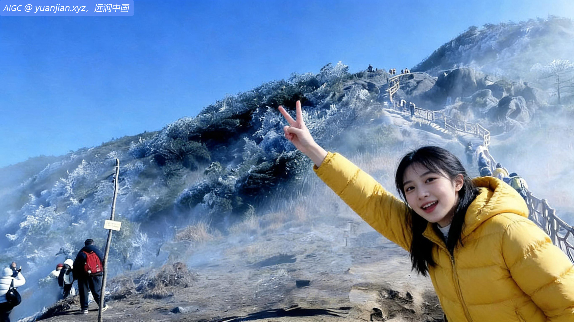 江西省遂川鹰盘山，冰雪晕染琉璃仙境。