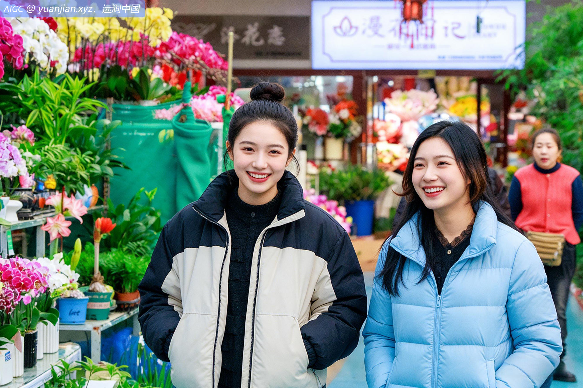 新疆乌鲁木齐明珠花卉市场内姹紫嫣红
