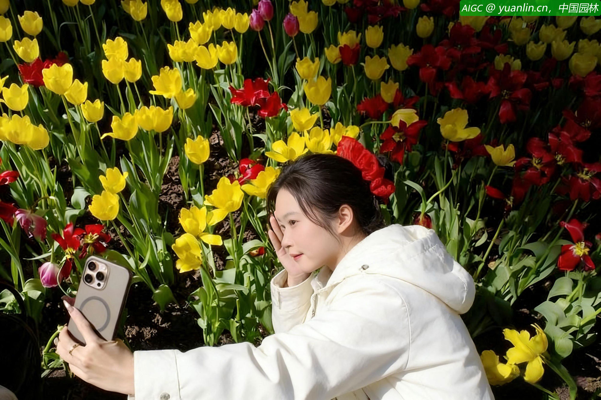 广州市荔湾区沙面岛的郁金香绽放