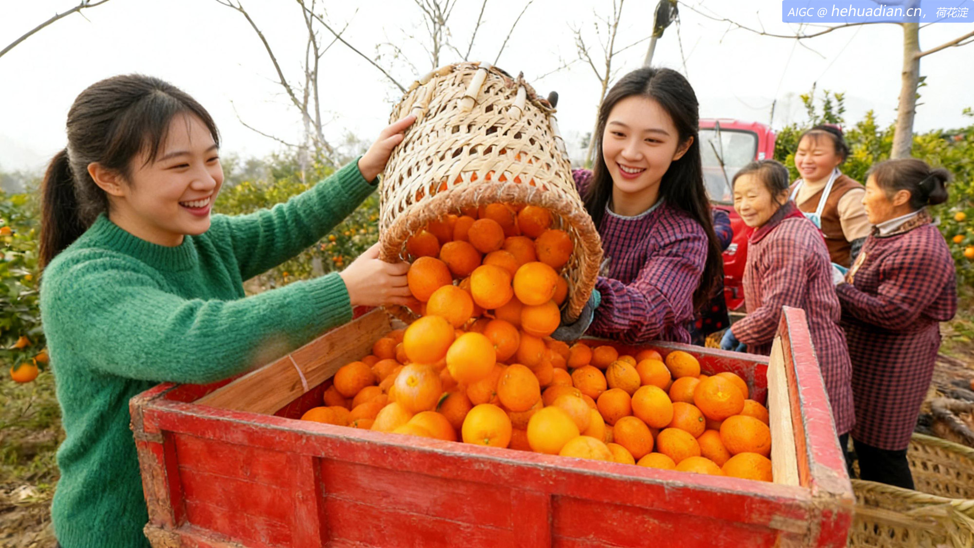重庆垫江县永平镇光辉村柑橘基地，工人正在采收