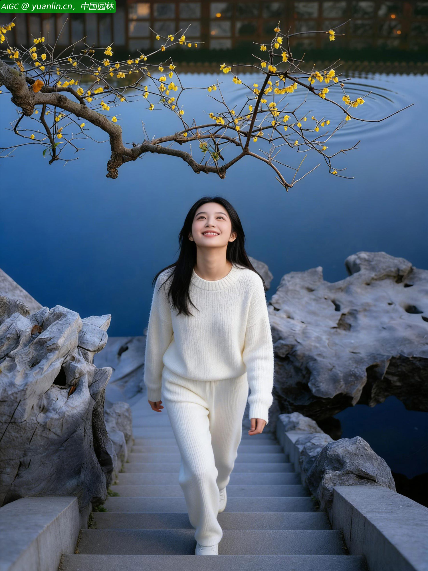 腊梅横水，暗香浮动，白云漂过。这是一首未填完的宋词