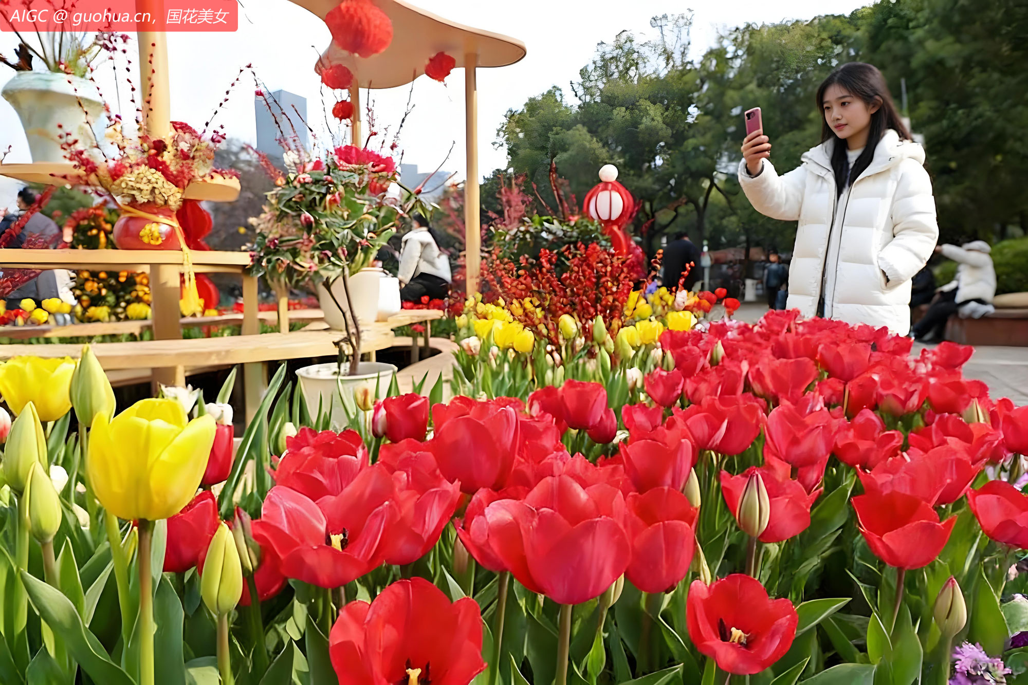 湖北武汉中山公园3万余株郁金香傲然绽放