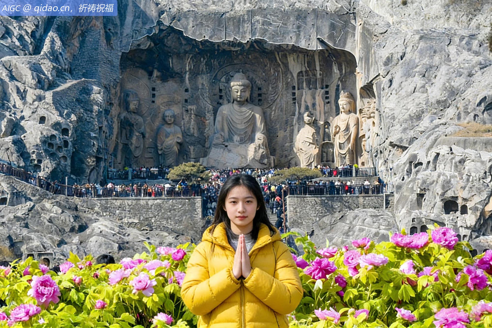 河南洛阳龙门石窟景区迎来客流高峰