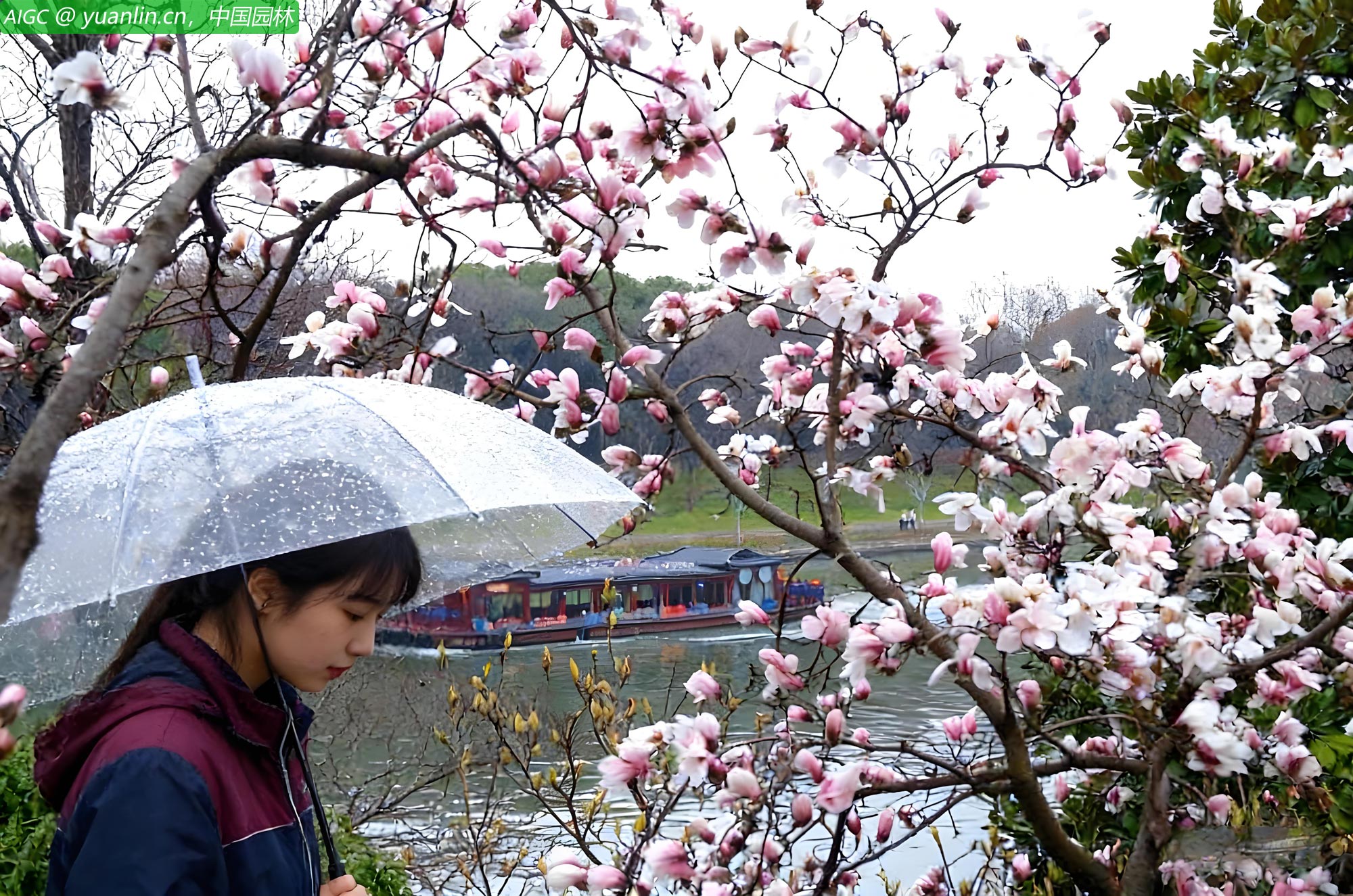 苏州普降春雨，“雨润花开”的春意画卷吸引市民