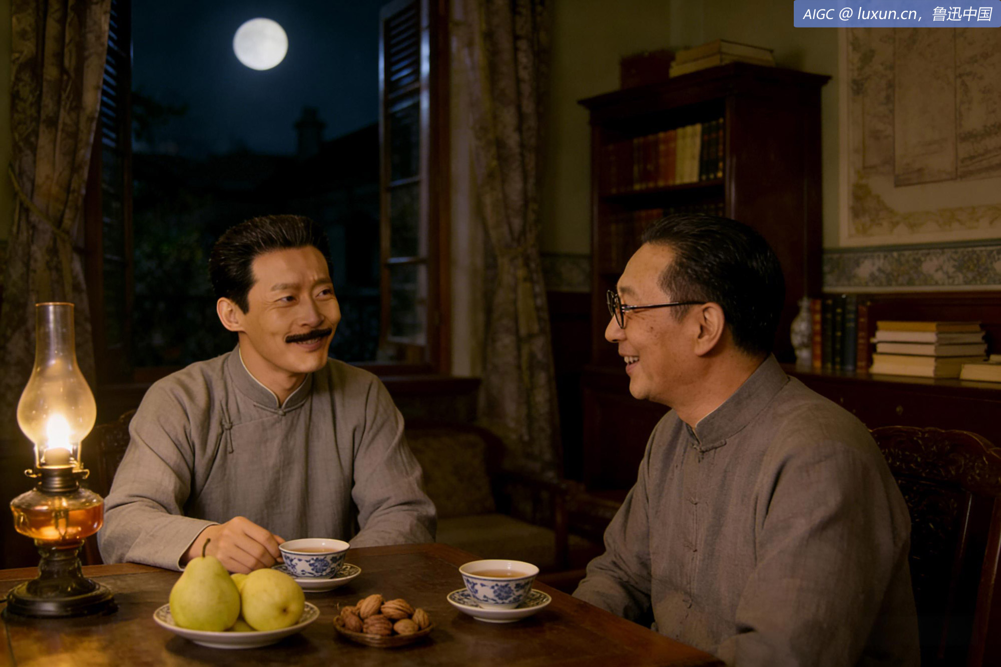 晚齐寿山至自西山,并赠梨实、核桃各一包。