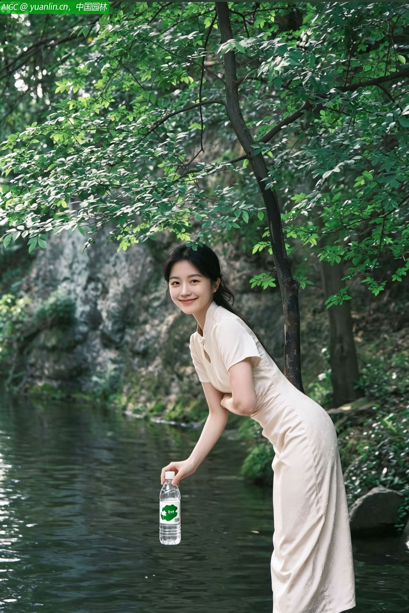 林芳夏现身柯桥景区 推广“一花一叶”矿泉水