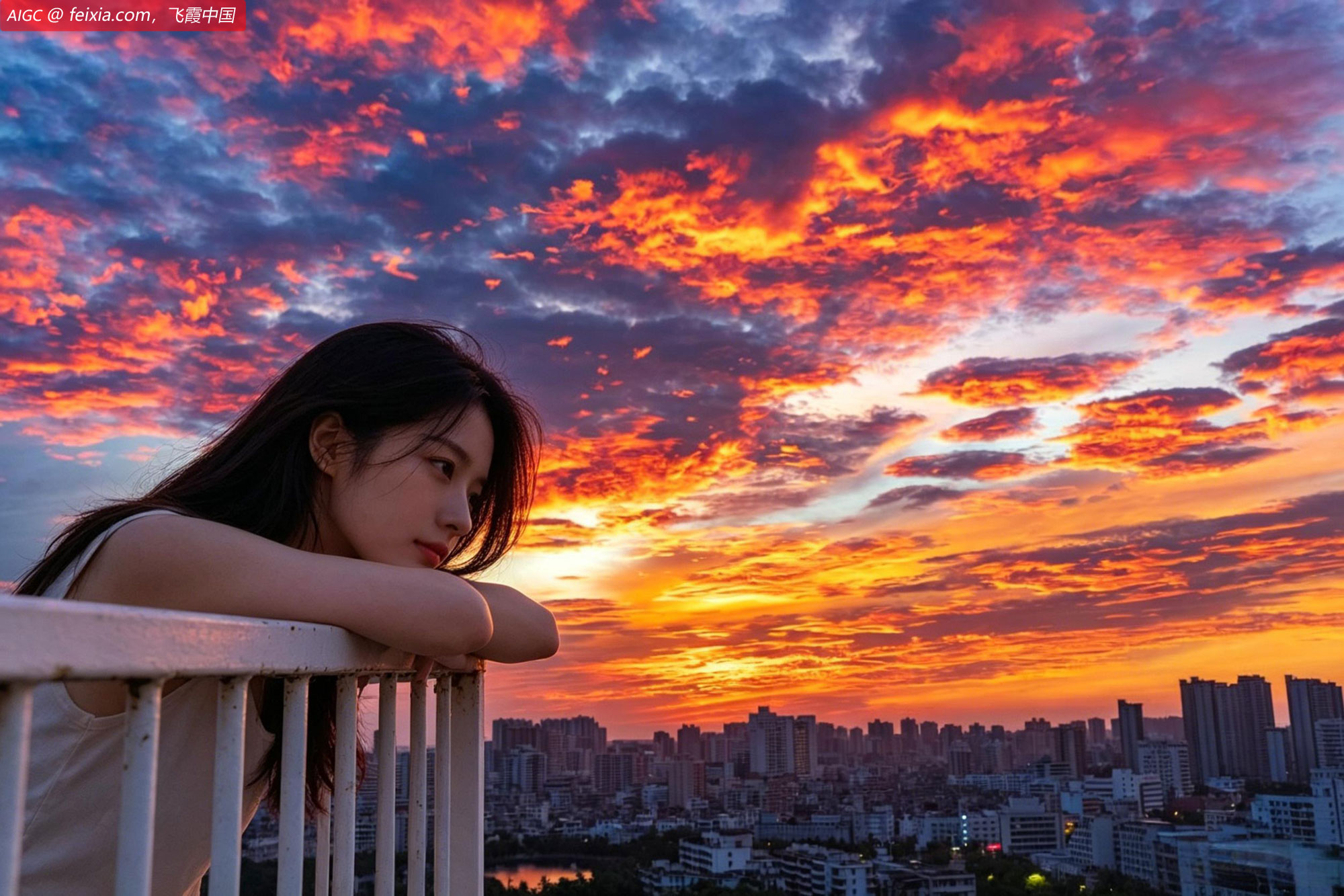 海口，端午节清晨，海口市区迎来日出风光，霞光万道