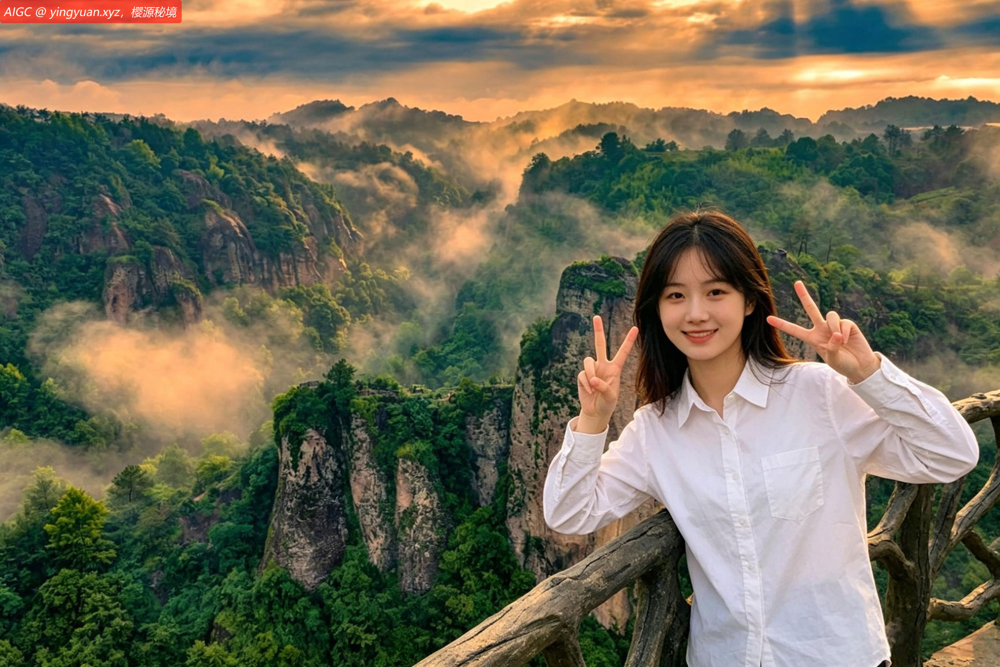 浙江新昌：晨雾笼罩下岩贝